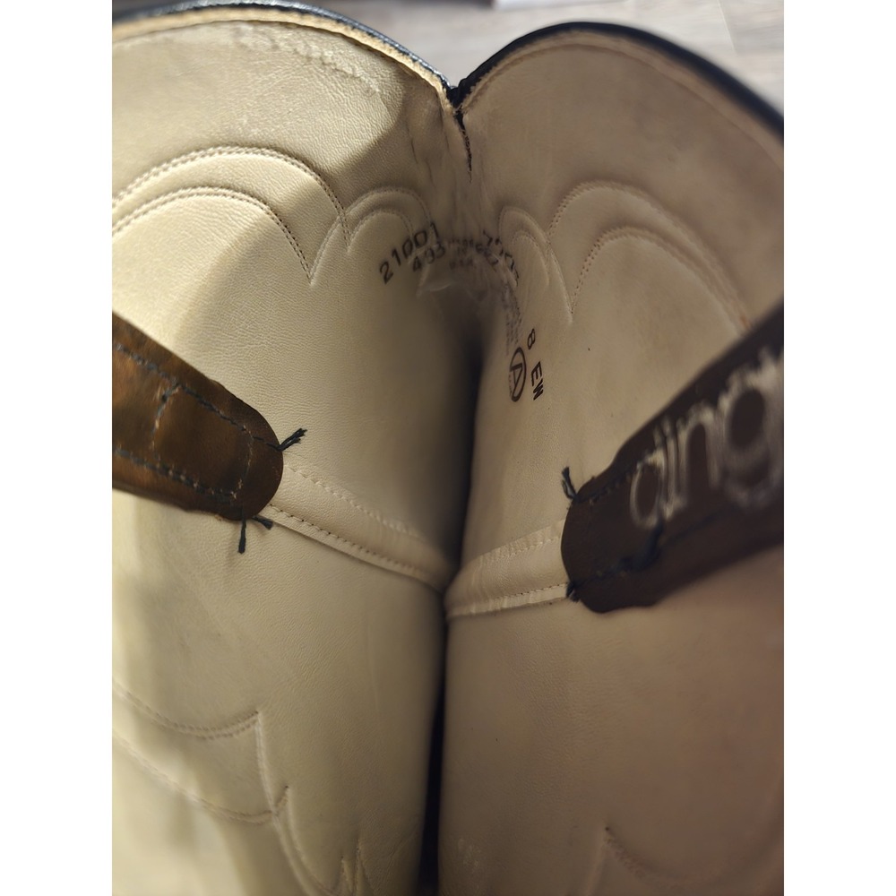 Men's Dingo Dark Brown Leather Boots Size 8EW Made In USA 7706 Western Pattern - Picture 9 of 9